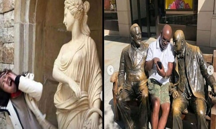  People Who Landed Naughty Photos With Those Statues Statue, Viral Latest, News-TeluguStop.com