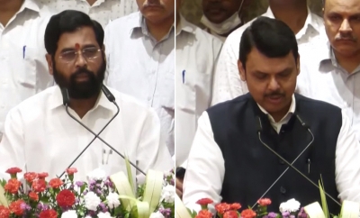  Maha Governor Swears-in Cm Eknath Shinde, Dy Cm Devendra Fadnavis-TeluguStop.com