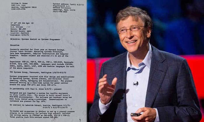  Bill Gates Shared The Resume Made 48 Years Ago, , Bill Gates, Resume , Social Me-TeluguStop.com