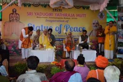  Amit Shah Virtually Unveils 'statue Of Peace' In Srinagar Built By K'taka Mutt-TeluguStop.com