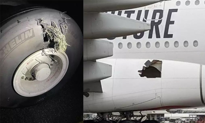 Emirates Airbus A380 Flight Flies 14 Hours With A Hole Viral Details, Flight, Vi-TeluguStop.com