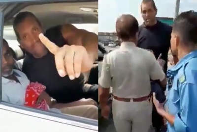  Former Wwe Star Khali Caught In Video Argiung With Toll Plaza Staff-TeluguStop.com