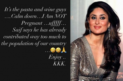  Kareena's Witty Reaction To Pregnancy Rumours: It's The Pasta And Wine-TeluguStop.com