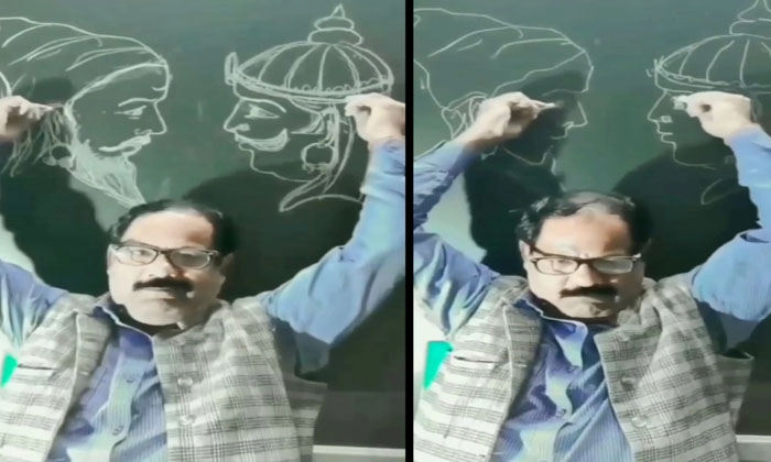  He Is Impressing People With Rare Talent He Is Drawing Figures Without Looking A-TeluguStop.com