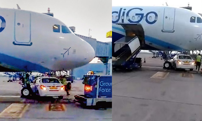  Go First Car Goes Under Indigo Plane At Delhi Airport Details, Car Goes Under Pl-TeluguStop.com