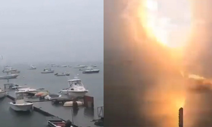 Lightening Fell On Boat Video Viral Social Media,boat,lightening,rains, Viral Vi-TeluguStop.com