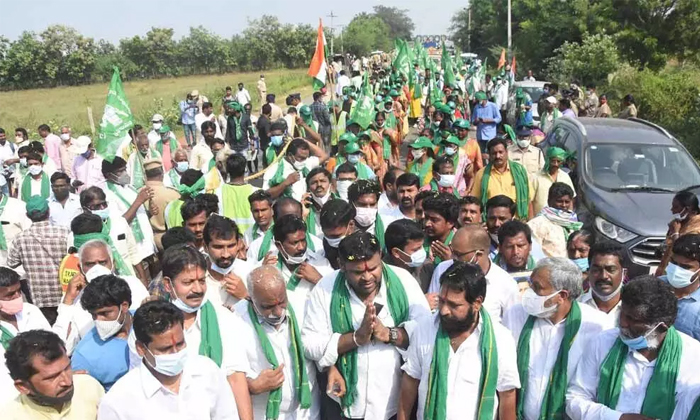  Once Again A Huge March Of Amaravati Farmers, Amaravati, Ap Capital, Farmers, Am-TeluguStop.com