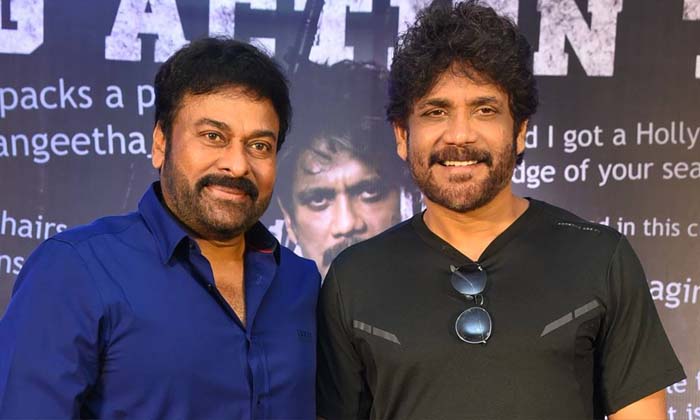  Chiranjeevi And Nagarjuna Classic Still , Chiranjeevi , Nagarjuna , Tollywood ,-TeluguStop.com