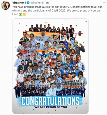  'you Have Brought Laurels To Our Country', Kohli Congratulates Cwg 2022 Athletes-TeluguStop.com