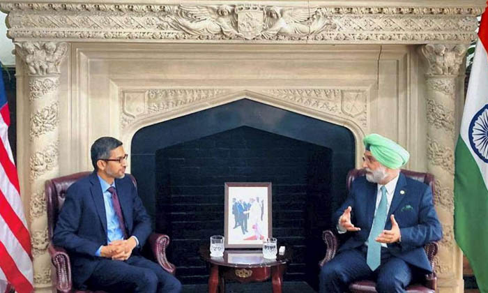  Google Ceo Sundar Pichai Meets India’s Ambassador To The U.s Taranjit Singh Sa-TeluguStop.com