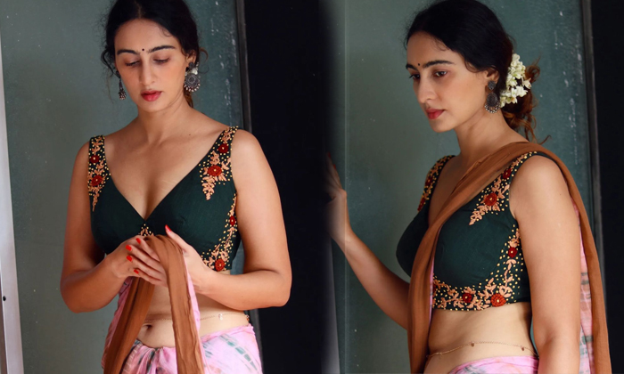 Megha shukla enthralls her fans with her beautiful waist in saree-మేఘా  శుక్లా చీరలో నడుము అందాలతో అభిమానులను ఉర్రూతలూగిస్తుందిగా