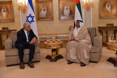  Israeli Pm Meets Uae Fm To Mark 2nd Anniversary Of Diplomatic Ties-TeluguStop.com