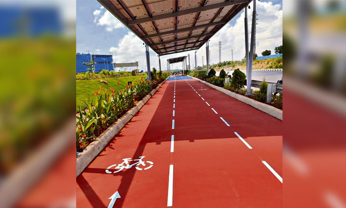  Solar Roof Cycle Track Laying At Hyderabad Orr Details, Solar Roof Cycle Track ,-TeluguStop.com