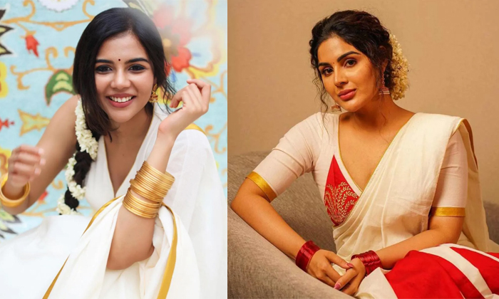 Telugu Onam, Actress Bhavana, Amala Paul, Onam Sarees, Keerthy Suresh, Malayai-M