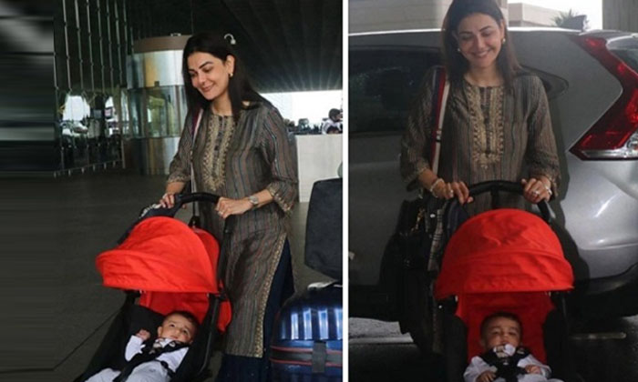  Kajal Aggarwal Reveals Son Neil's Face For The First Time, Kajal Aggarwal , Gau-TeluguStop.com