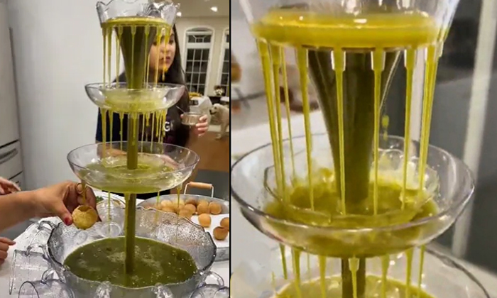  Have You Ever Seen A Panipuri Fountain Viral Video Details, Pani Puri, Fountain,-TeluguStop.com