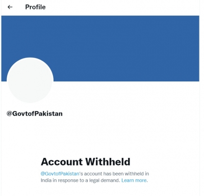 Pakistan Govt's Twitter Account Withheld In India Pakistan Govt's Twitter Account Withheld In India-TeluguStop.com
