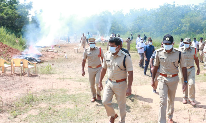  2500 Kg Of Marijuana Was Burnt By The Police, Police, Khammam, Smugling-TeluguStop.com