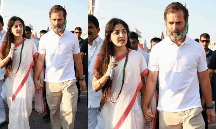  Rahul Gandhi Poonam Kaur Walk Together In Bharat Jodi Yatra Details, Poonam Kaur-TeluguStop.com