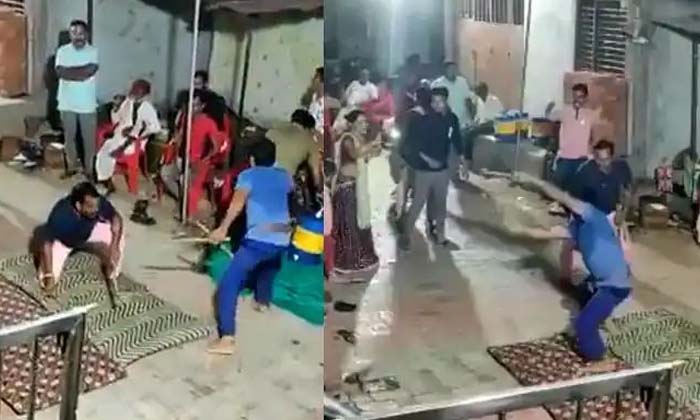 Collapsed Once While Playing Dandiya With Sticks Video Viral,dandiya , Gujarat,-TeluguStop.com