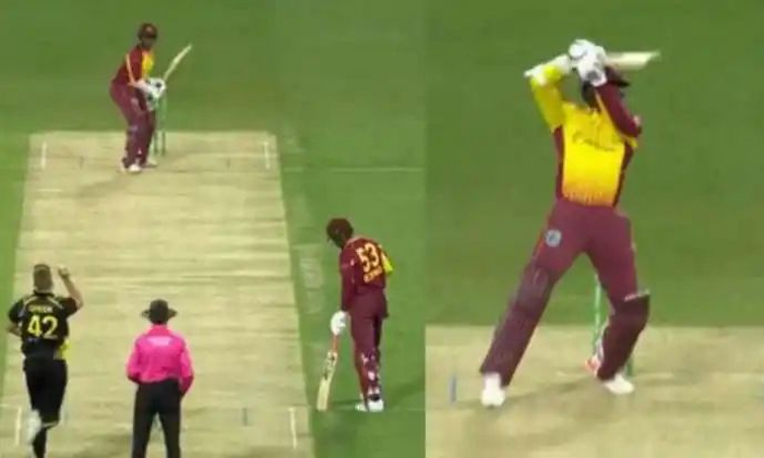  West Indies Batsman Kyle Mayers Stylish Six Vs Australia Video Viral Details, We-TeluguStop.com