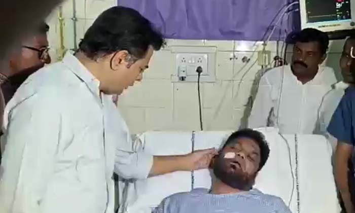  Ktr Visited Telangana Rashtra Samithi Leaders Who Were Injured In Munugodu , Mun-TeluguStop.com