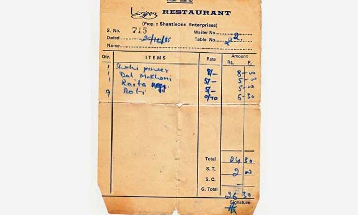  The Bill Of 1985 In A Delhi Restaurant Is Only Rs 26 Netizens Are Surprised , De-TeluguStop.com