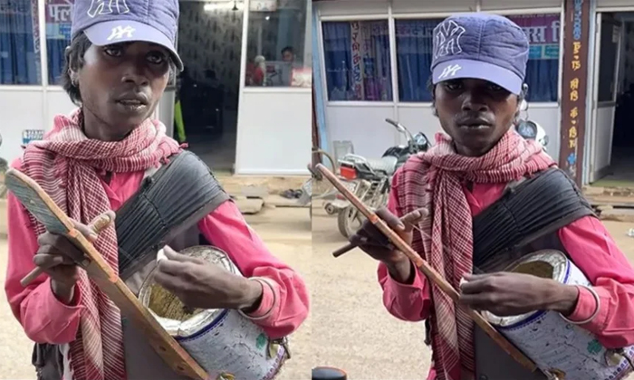  Indian Man Desi Jugaad Musical Instrument With Iron Box Wooden Stick Video Viral-TeluguStop.com