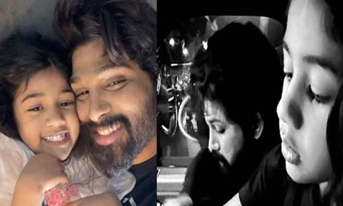  Allu Arjun Enjoyed A Night Ride With His Daughter Photos Going Viral ,allu Arjun-TeluguStop.com