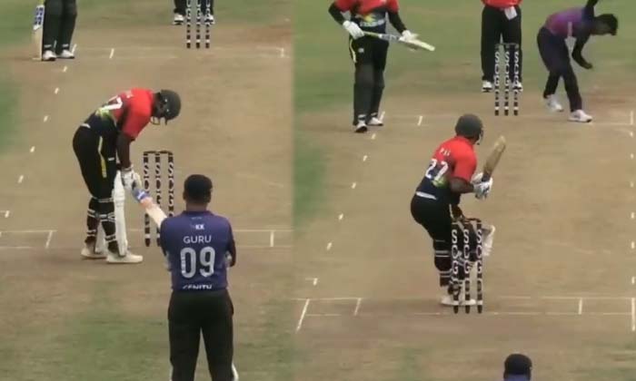  Viral Video Of Cricketer Batting Behind Wickets , Cricket , India,wickets,south-TeluguStop.com
