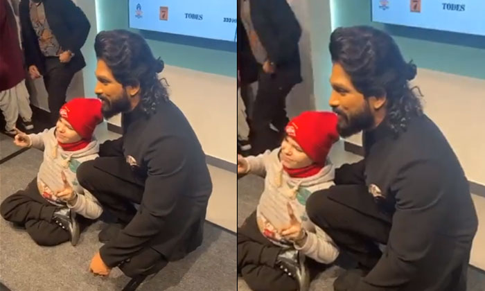  Allu Arjun Posing With A Specially Challenged Kid In Russia Goes Viral, Allu Arj-TeluguStop.com