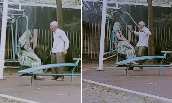  Elderly Couple Doing Exercises In An Open Gym Video Viral Details, Open Zim, Vir-TeluguStop.com
