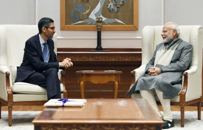  Google Ceo Sundar Pichai Meets Pm, Pledges Support For G20 Presidency-TeluguStop.com