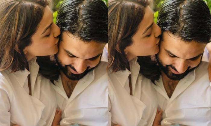  Kajal Aggarwal, Who Made Fans Hot Break Giving Lip Kiss To Her Husband In Public-TeluguStop.com