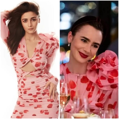  Lily Collins In 'emily In Paris' Dresses Like Alia Bhatt In 'koffee With Karan'-TeluguStop.com