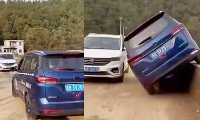  Man Insane Driving Skills Crossed The Narrow Bridge With Car Video Viral Details-TeluguStop.com