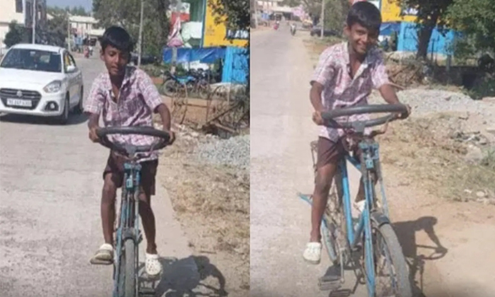  Boy Converted A Cycle Into A Car Details, Kids Talent, Viral Latest, News Viral,-TeluguStop.com