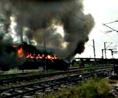  Goods Train Laden With Coal Catches Fire Twice-TeluguStop.com