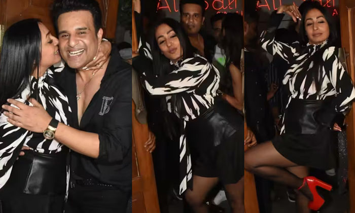  Kashmera Shah Kisses Her Husband Krushna Abhishek Front Media , Social Media ,-TeluguStop.com