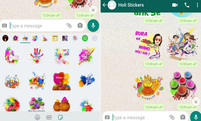  Download And Send Holi Stickers To Friends In Whatsapp Details, Holi Stickers, F-TeluguStop.com