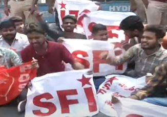  Student Unions Protest In Hyderabad-TeluguStop.com