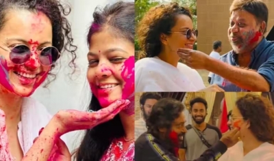  Kangana Ranaut Plays Holi On The Sets Of 'chandramukhi 2'-TeluguStop.com