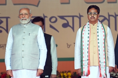  Manik Saha Takes Oath As Tripura Cm; Modi, Shah Attend Swearing-in (ld)-TeluguStop.com