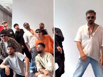  Suniel Shetty With Norwegian Dance Group On 'aankhon Mein Base Ho Tum'-TeluguStop.com