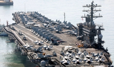  Us Aircraft Carrier In S.korea Amid Pyongyang's Saber-rattling-TeluguStop.com