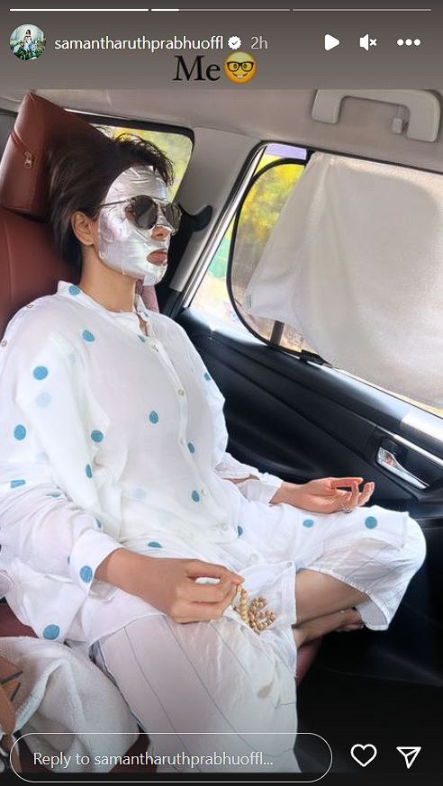  Samantha Ruth Prabhu Meditates With A Sheet Mask In Car, Pic Gone Viral!-TeluguStop.com