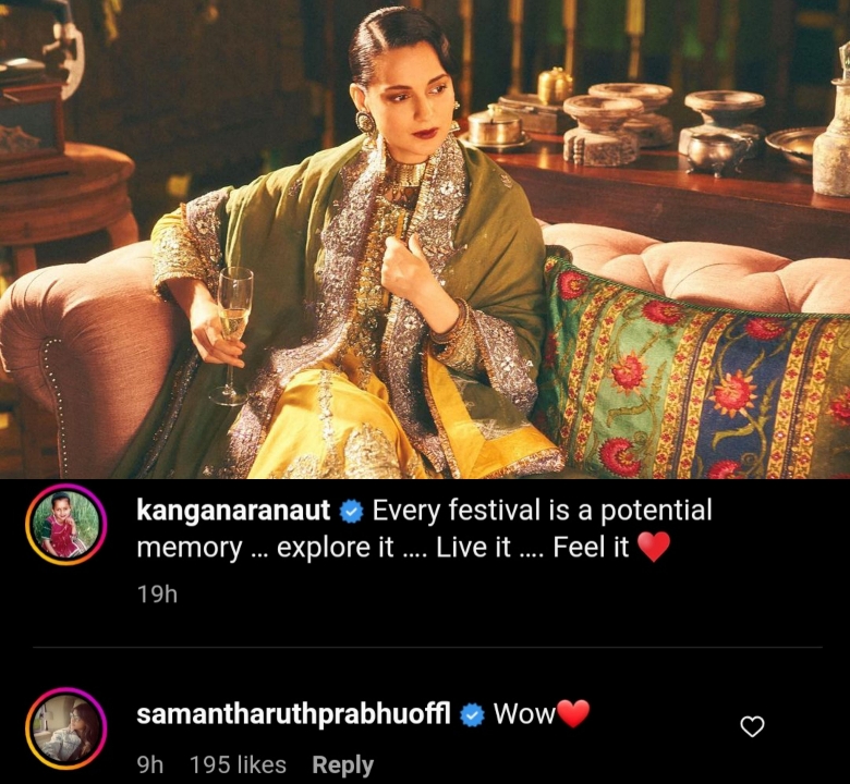  Samantha Ruth Prabhu Reacts With Love To Kangana Ranaut’s Eid Dress-TeluguStop.com