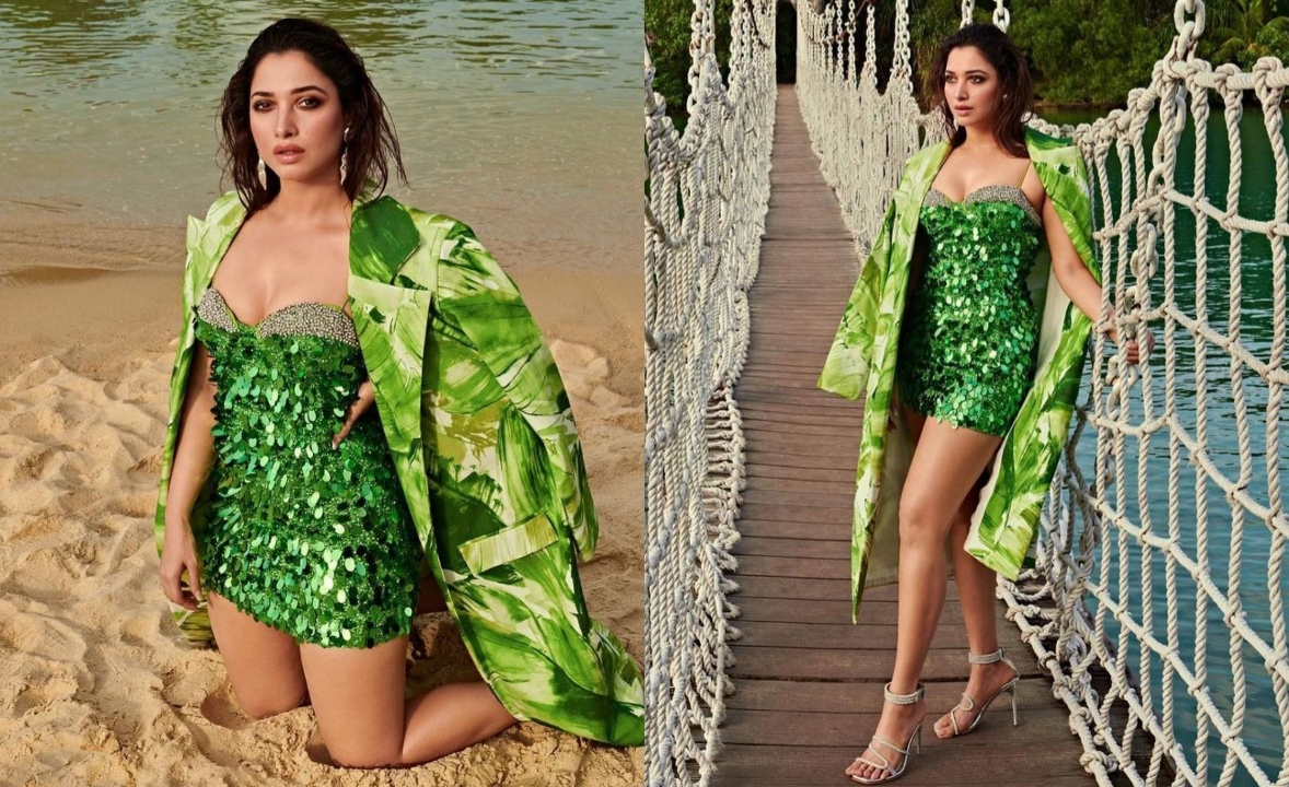  Tamannaah Sets Pulses Racing In A Sizzling Bralette As She Strikes Stunning Pose-TeluguStop.com