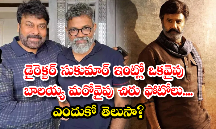 డైరెక్టర్ సుకుమార్ ఇంట్లో ఒకవైపు బాలయ్య మరోవైపు చిరు ఫోటోలు.... ఎందుకో ...