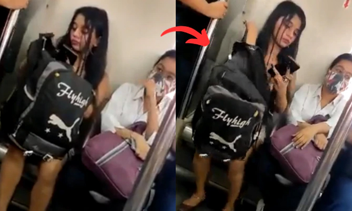  Girl Wearing Bold Clothes In Metro Train Video Viral Details, Dress, Not Wear, F-TeluguStop.com